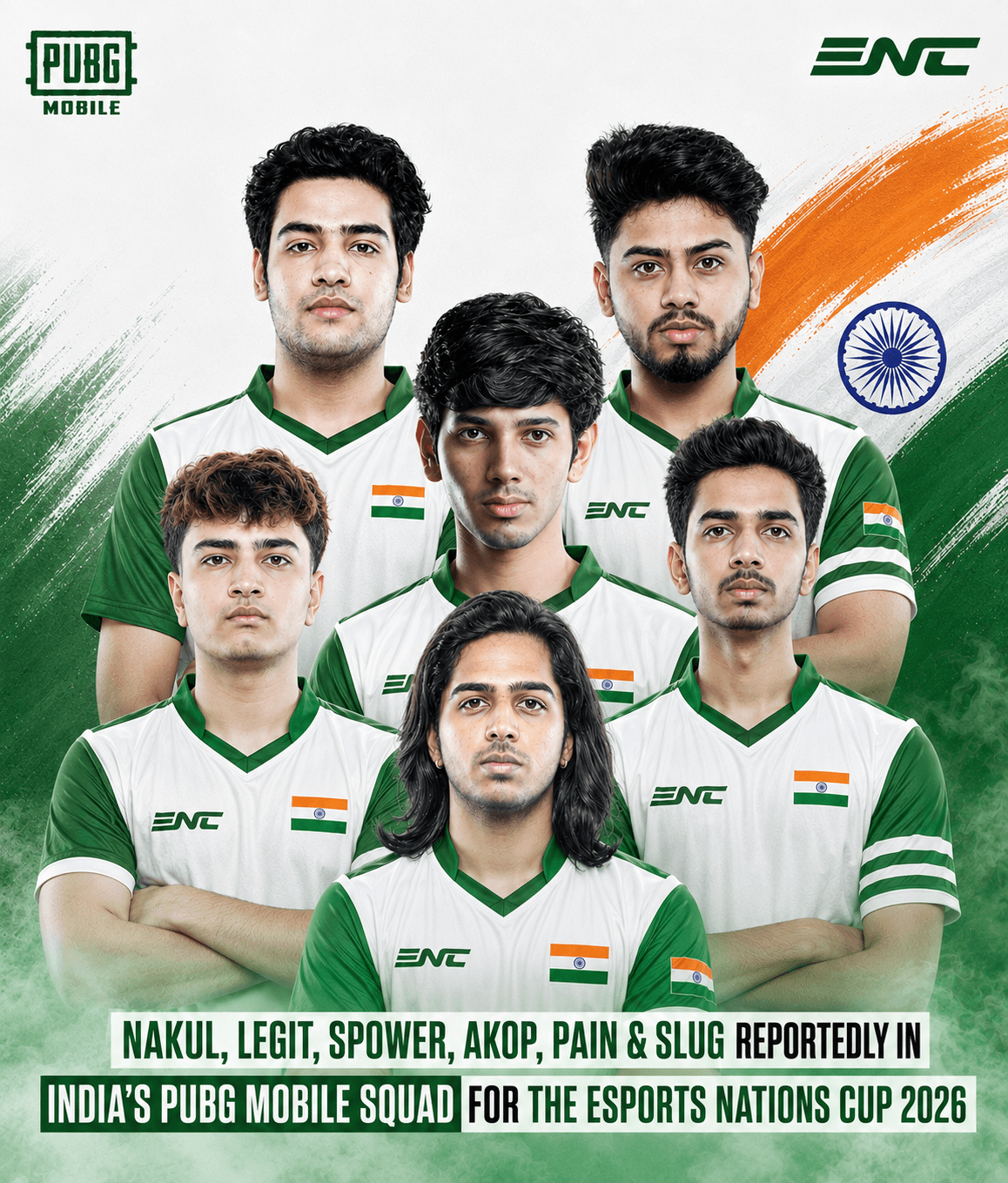 India’s Reported BGMI/PUBG  Mobile Squad for ENC 2026 Revealed – Nakul, Legit, Spower , AKop , Pain & Slug