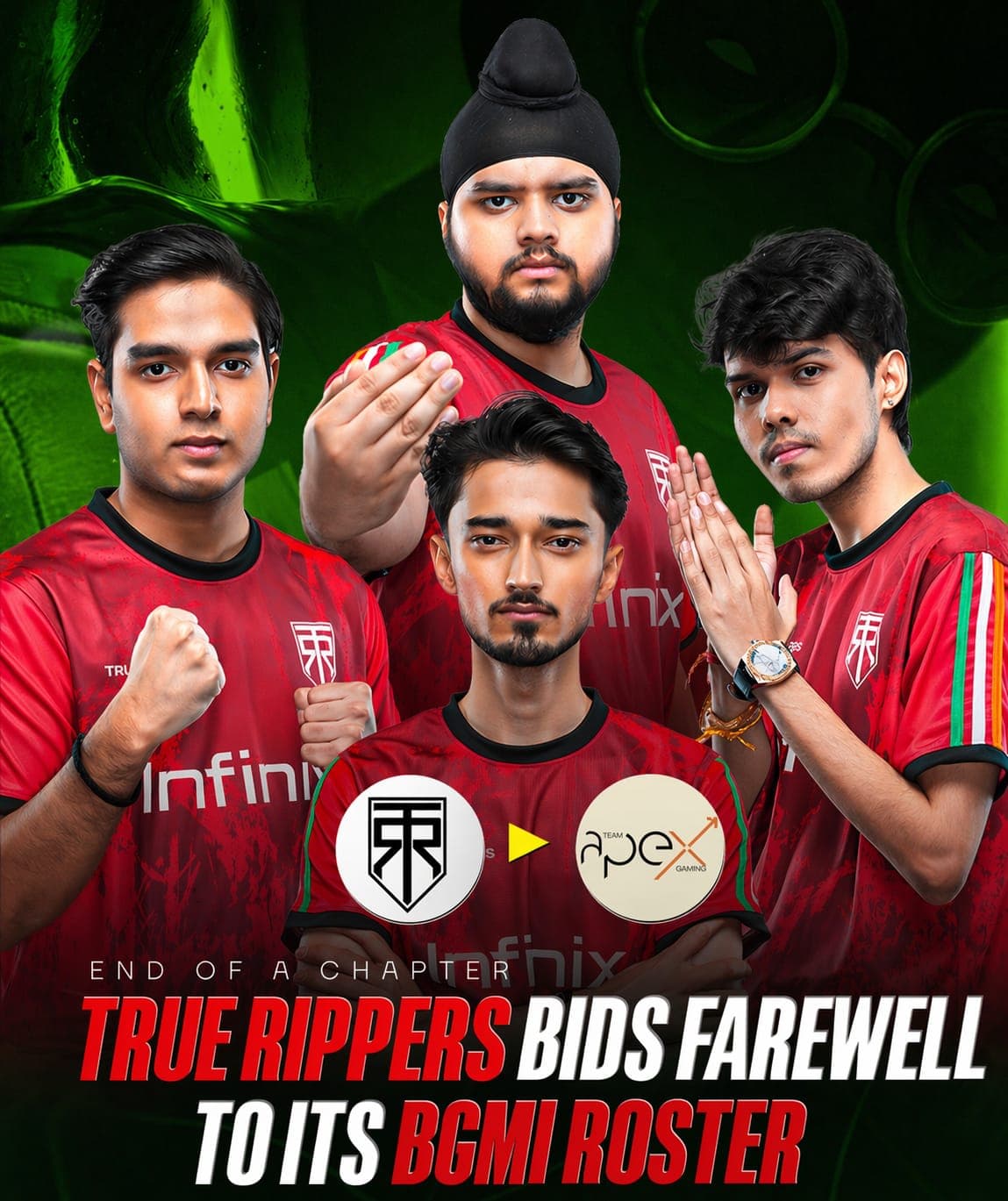 True Rippers Bids Farewell to BGMI Roster — Players Set to Join Team Apex Gaming